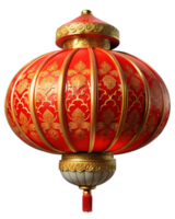 Red Chinese lantern with artistic golden patterns png