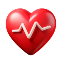 A shiny red heart features a white cardiogram line across its surface, symbolizing vitality and health cutouts png