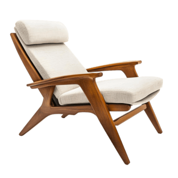 de madera silla con un blanco amortiguar y un marrón espalda png