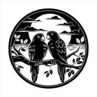 Spring Birds on a Tree vector