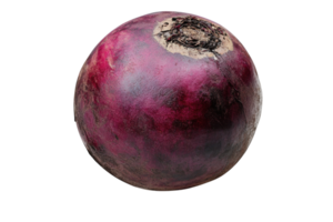 Root vegetable with a deep purple exterior and earthy texture lying on a plain background png