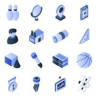 Set of Sports and Data Flat Isometric Icons vector