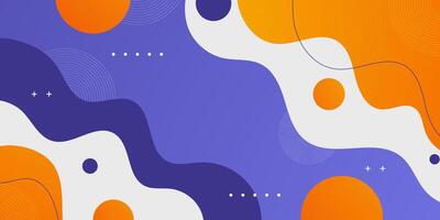 Purple and orange geometric business banner design. Creative banner design with wave shapes and lines for template. Simple design on white horizontal banner. vector