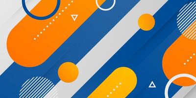 Abstract 3D banner dynamic color blue and orange combination. Colorful art banner design with trendy pattern. vector