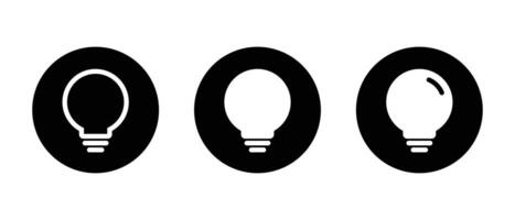 Light bulb icon set on black circle. Electric lamp, idea, solution sign symbol vector
