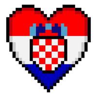 Croatia flag with heart shape in pixel art style vector