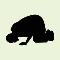 silhouette of a man prostrating and performing the prayer. design elements of religious and Muslim worship illustrations vector