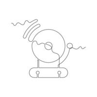 one line art school bell illustration. line art, one continuous line, simple, hand drawn and sketch style. for icons, symbols, signs or logos vector