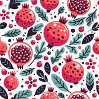 Beautiful seamless pattern with pomegranates on a white background. vector
