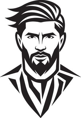 a man with a beard and mustache in a black and white drawing
