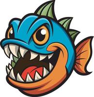a cartoon fish with big teeth and sharp teeth vector
