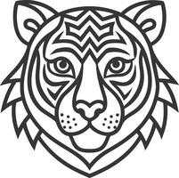 a tiger head with tribal patterns on it vector
