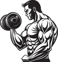 a man with a dumbbell in his hand vector