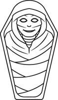 a mummy in a coffin coloring page vector