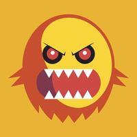 a yellow and orange face with a red mouth vector