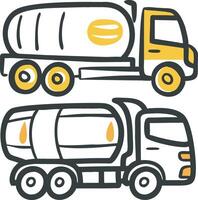 two trucks with a tank on the side vector