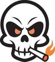 a skull with a cigarette in its mouth vector