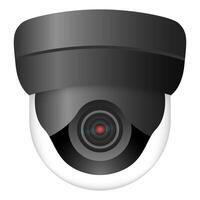 Surveillance. Dome security camera with lens and red indicator. Symbolizes monitoring, safety, surveillance systems, CCTV recording, privacy protection, technology, observation, and security equipment vector