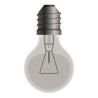 Illustration of a classic light bulb with metallic socket and transparent glass on a white background. Minimalistic design for energy and creativity concepts vector