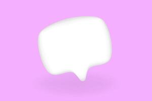 White 3D speech bubble on a pink background. Minimalistic illustration with soft shadow effect. Communication and message concept vector