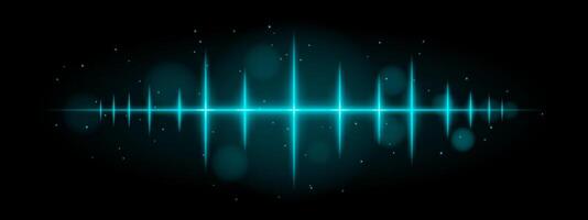 Blue pulse wave. Vibrant glowing waveform, spikes, futuristic light design, dynamic energy signal, abstract illumination, modern decor, visual effect, scattered particles vector