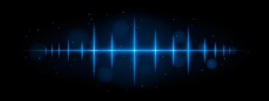 Blue pulse wave. Vibrant glowing waveform, sharp , futuristic light design, dynamic energy signal, abstract illumination, modern decor, visual effect, scattered particles vector