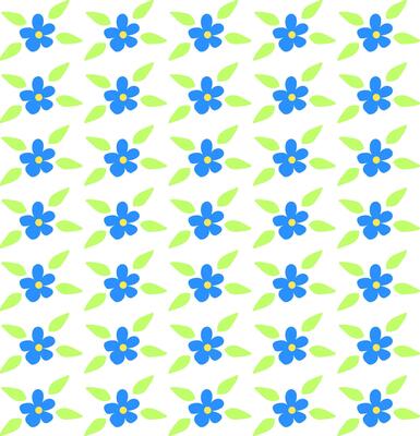 Seamless floral pattern in the form of small blue flowers and leaves on a spruce background