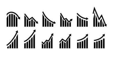 Growth icon. Graph or diagram with arrow going up and down. vector
