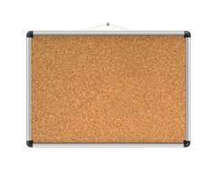 Cork board with wood frame. Empty corkboard with brown texture on transparent background. Business noticeboard. vector