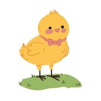 Cute Cartoon Chick with Bow Tie vector