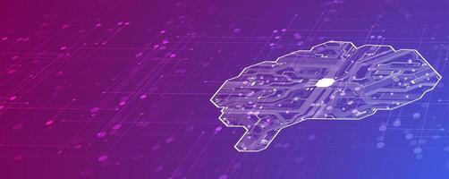 a computer chip with a brain on it vector