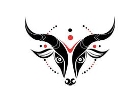 Abstract Bull Head in Black and Red for Modern Art and Design Concepts vector