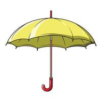 a cartoon yellow umbrella with red handle vector