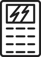 a black and white icon of a newspaper with lightning vector
