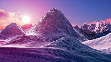 a mountain range with a sun setting behind it video