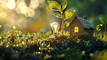 a small house with a light bulb in the middle of a field video