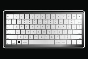 Sleek White Keyboard Layout On Black Background vector