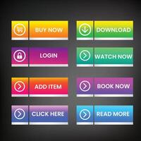 Colorful Web Buttons Design, Website button set vector