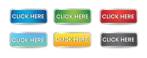 Click here colorful buttons set on white background vector