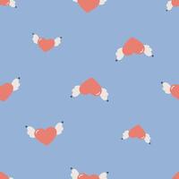 Valentine's day seamless pattern. Heart with wings. Flat background. Valentine's day design. Creative texture for fabric, wrapping, textile, wallpaper, apparel. vector