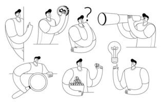 Set of characters in a linear simple style. vector