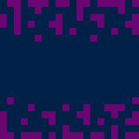 Pixels Top and Bottom Frame border Trendy violet on dark blue. Pixel Art Copy space Template concept. Isolated illustration Thematic cards, leaflet, invitation, price, label or web promo banner vector