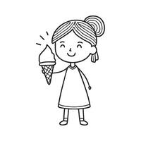 A melting ice cream cone held by a child on a hot summer day vector