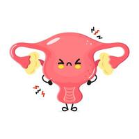 Cute cartoon representation of a tired uterus with expressive facial features and a relaxed posture vector