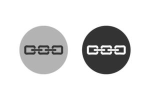Simple chain link icons in gray and black circles isolated on a white background, symbol of connection, flat design. vector