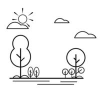 Sunny day image view with trees in the forest vector