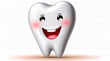 Animated tooth character expressing joy with changing facial expressions video