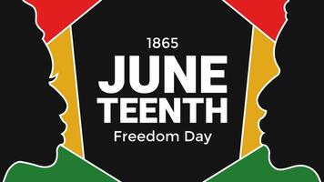 Juneteenth greeting template background with silhouette of black woman and black man vector