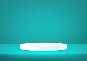 Blue background 3d with white podium. 3D abstract studio room with pedestal podium. Space for selling products on the website. vector