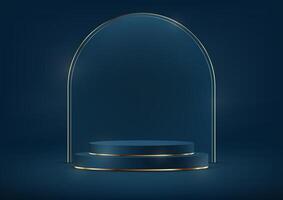 Blue background 3d with podium space for selling products, backdrop, wallpaper, background, text. Display of cosmetic products. Stage or podium. Product display background. illustration. vector